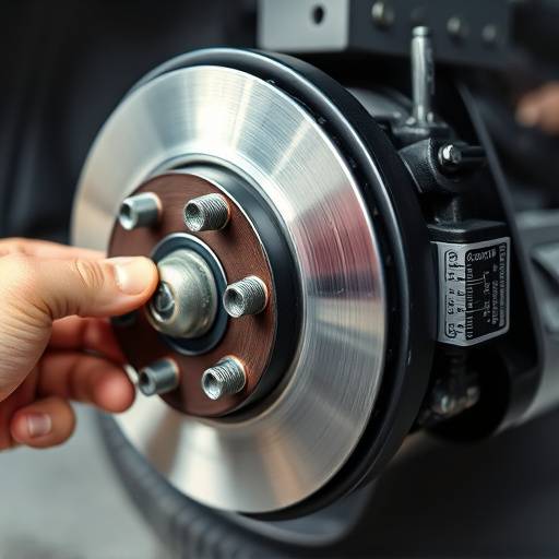Close-up of car brakes being inspected