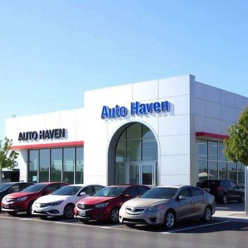 Exterior view of the Auto Haven dealership building in Sunnyvale, California