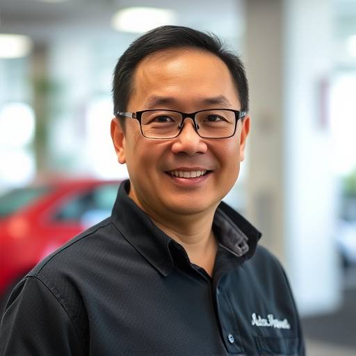 Portrait of David Lee, Sales Manager at Auto Haven