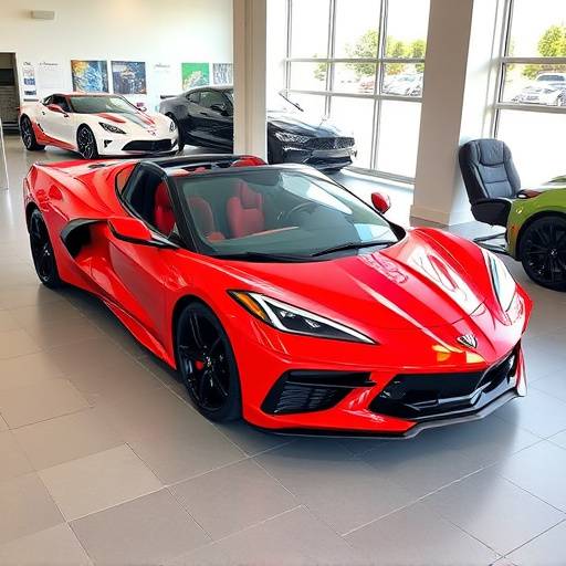 Red 2022 Chevrolet Corvette Coupe in Auto Haven's showroom